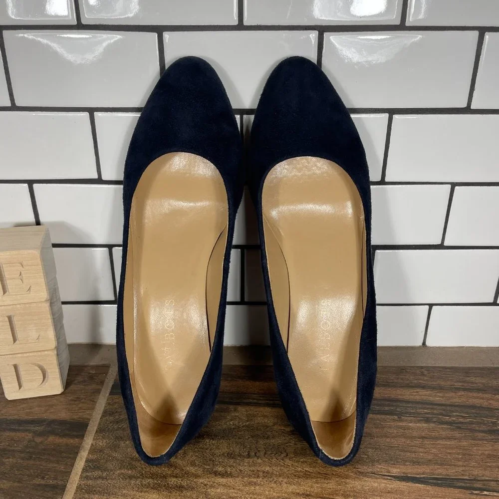 Talbots Women's Size 6.5 Shoes Blue Suede Slip On Comfort Wedge Pump